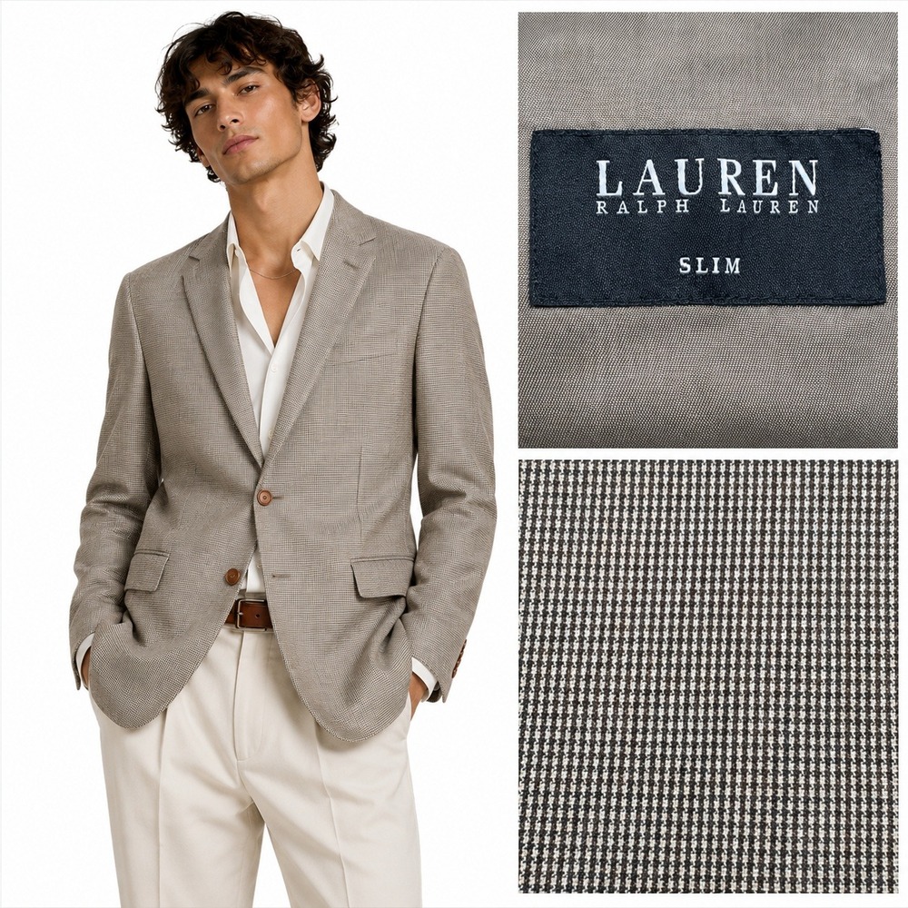 Lauren Ralph Lauren Slim Houndstooth Sport Coat in Light Brown
